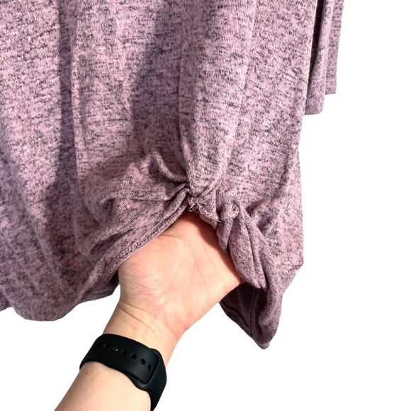 Chelsea & Theodore Mauve Marled Twist Hem 3/4 Sleeve Top Size Small - Picture 5 of 12